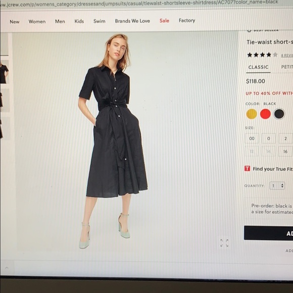 J Crew button down dress with a tie. Size 8 NWT. - Picture 5 of 5